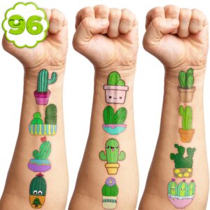 Cactus Temporary Tattoo Birthday Party Decorations Supplies Party Favors 96PCS Tattoos Stickers Cute Kids Girls Boys Gifts Classroom School Prizes Themed