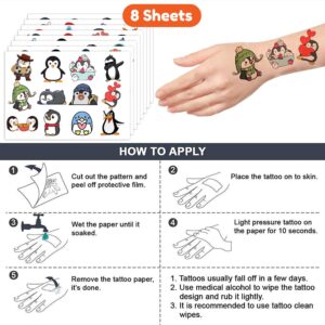 Penguin Temporary Tattoos Birthday Party Decorations Supplies Party Favors 96PCS Tattoos Stickers Cute Kids Girls Boys Gifts Classroom School Prizes Themed Christmas