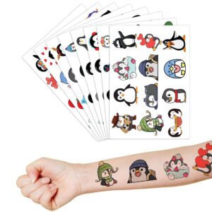 Penguin Temporary Tattoos Birthday Party Decorations Supplies Party Favors 96PCS Tattoos Stickers Cute Kids Girls Boys Gifts Classroom School Prizes Themed Christmas