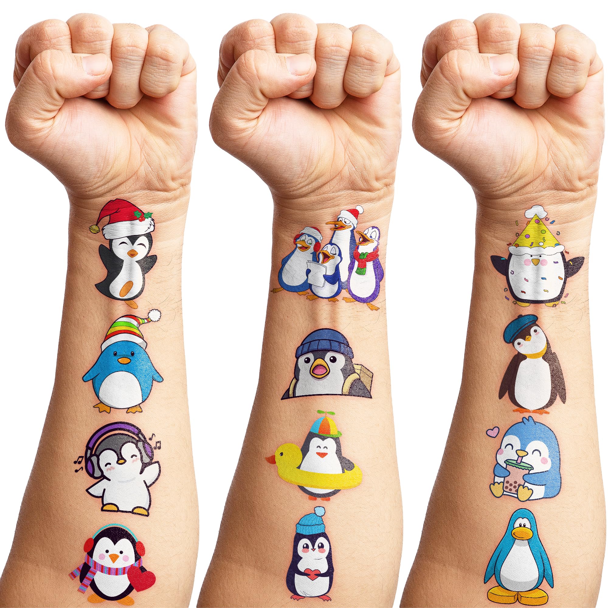 Penguin Temporary Tattoos Birthday Party Decorations Supplies Party Favors 96PCS Tattoos Stickers Cute Kids Girls Boys Gifts Classroom School Prizes Themed Christmas