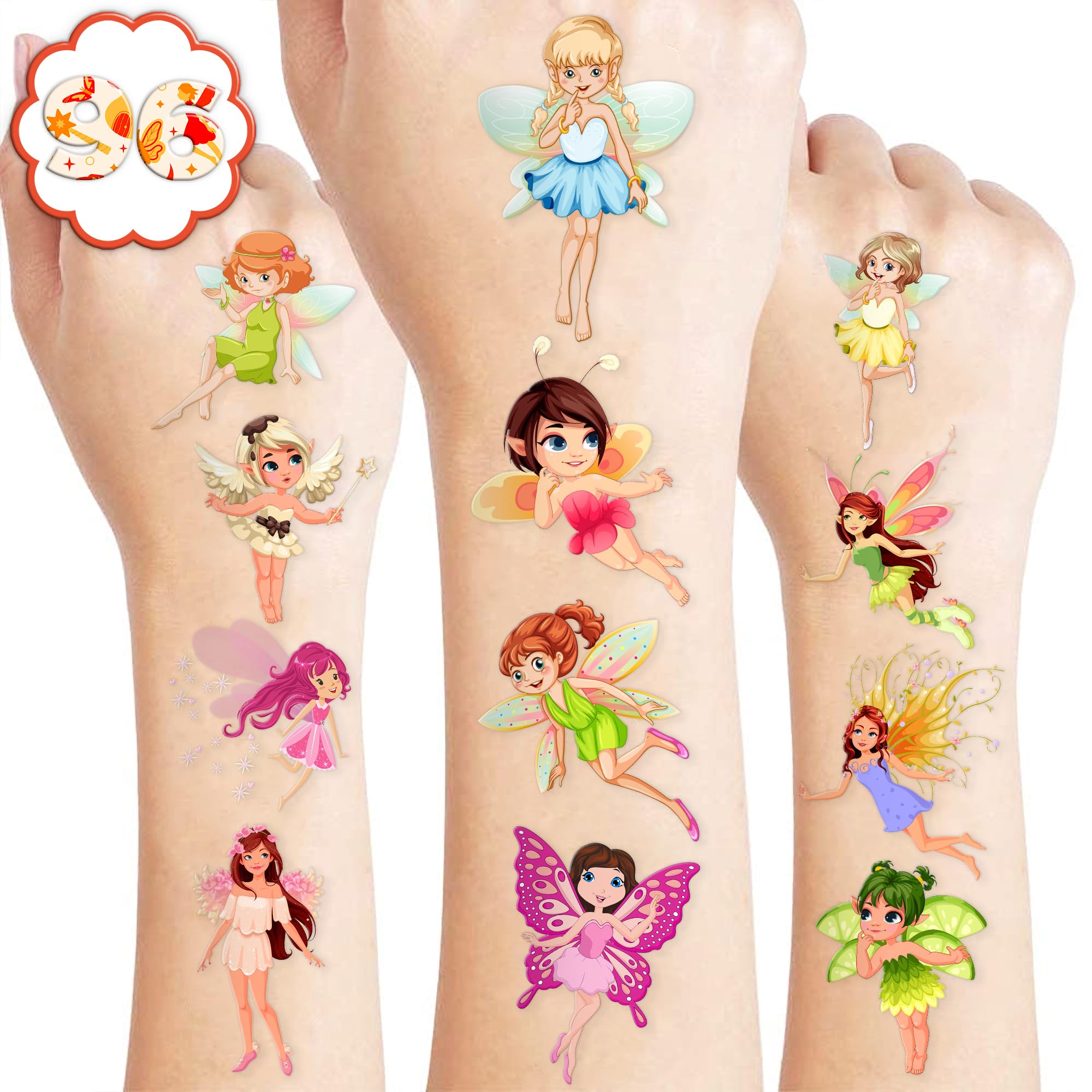 Fairy Tattoos Birthday Party Supplies Decorations Party Favors 96PCS Tattoos Stickers Cute Kids Girls Boys Gifts Classroom School Prizes Themed Christmas