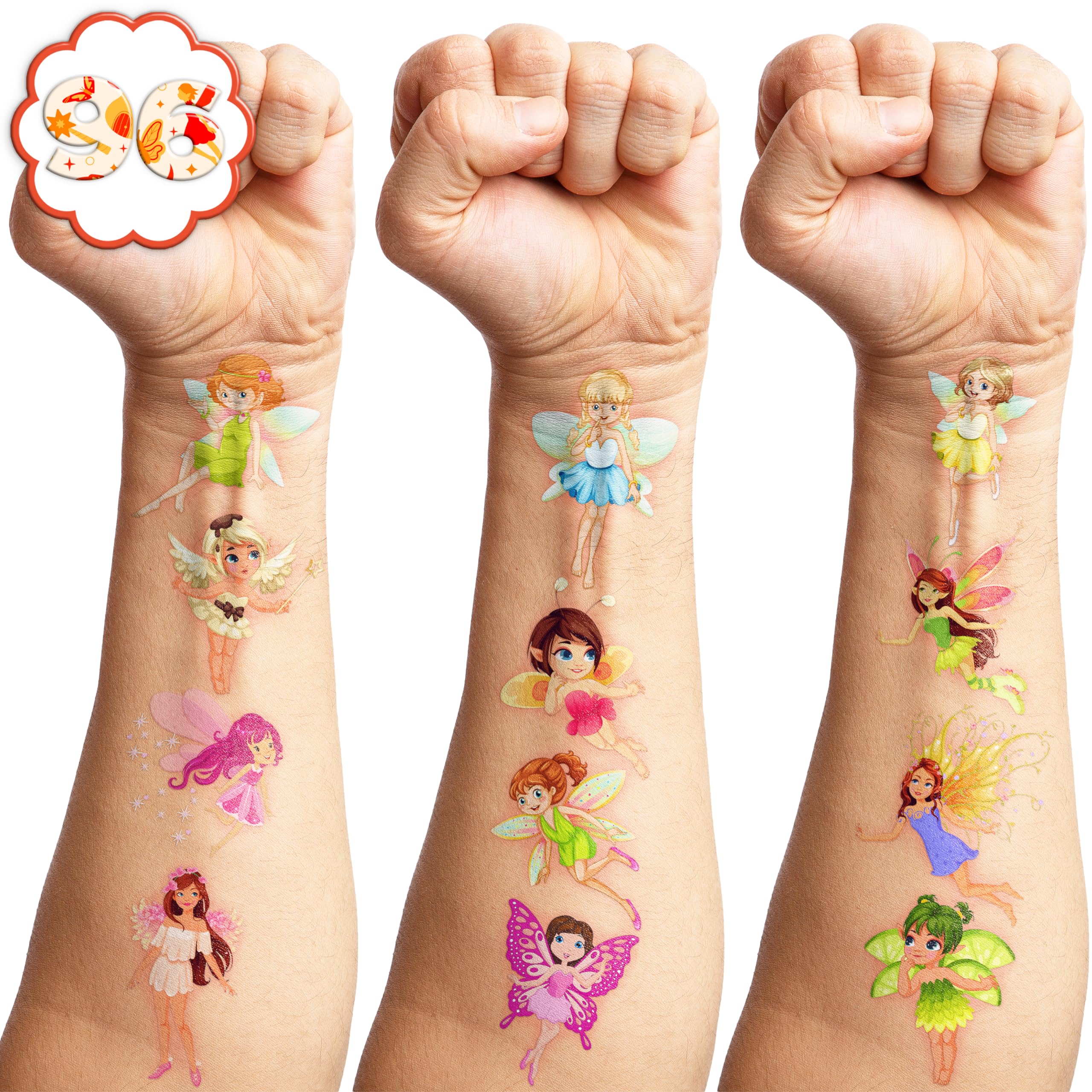 Fairy Tattoos Birthday Party Supplies Decorations Party Favors 96PCS Tattoos Stickers Cute Kids Girls Boys Gifts Classroom School Prizes Themed Christmas