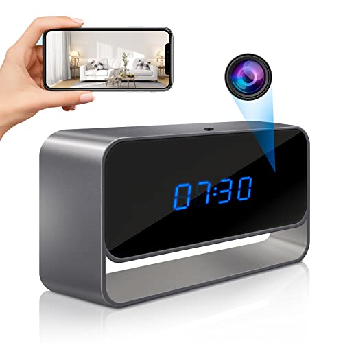 TZZH Hidden Camera Clock, Full HD 1080P WiFi Spy Camera Wireless Remote Camera Clock with Night Vision and Motion Detection Alert, Nanny Cam Surveillance for Home Office Security