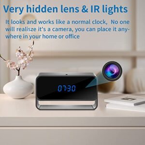 TZZH Hidden Camera Clock, Full HD 1080P WiFi Spy Camera Wireless Remote Camera Clock with Night Vision and Motion Detection Alert, Nanny Cam Surveillance for Home Office Security