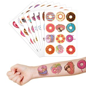 Donut Temporary Tattoos Birthday Party Decorations Supplies Party Favors 96PCS Tattoos Stickers Cute Kids Girls Boys Gifts Classroom School Prizes Themed Christmas