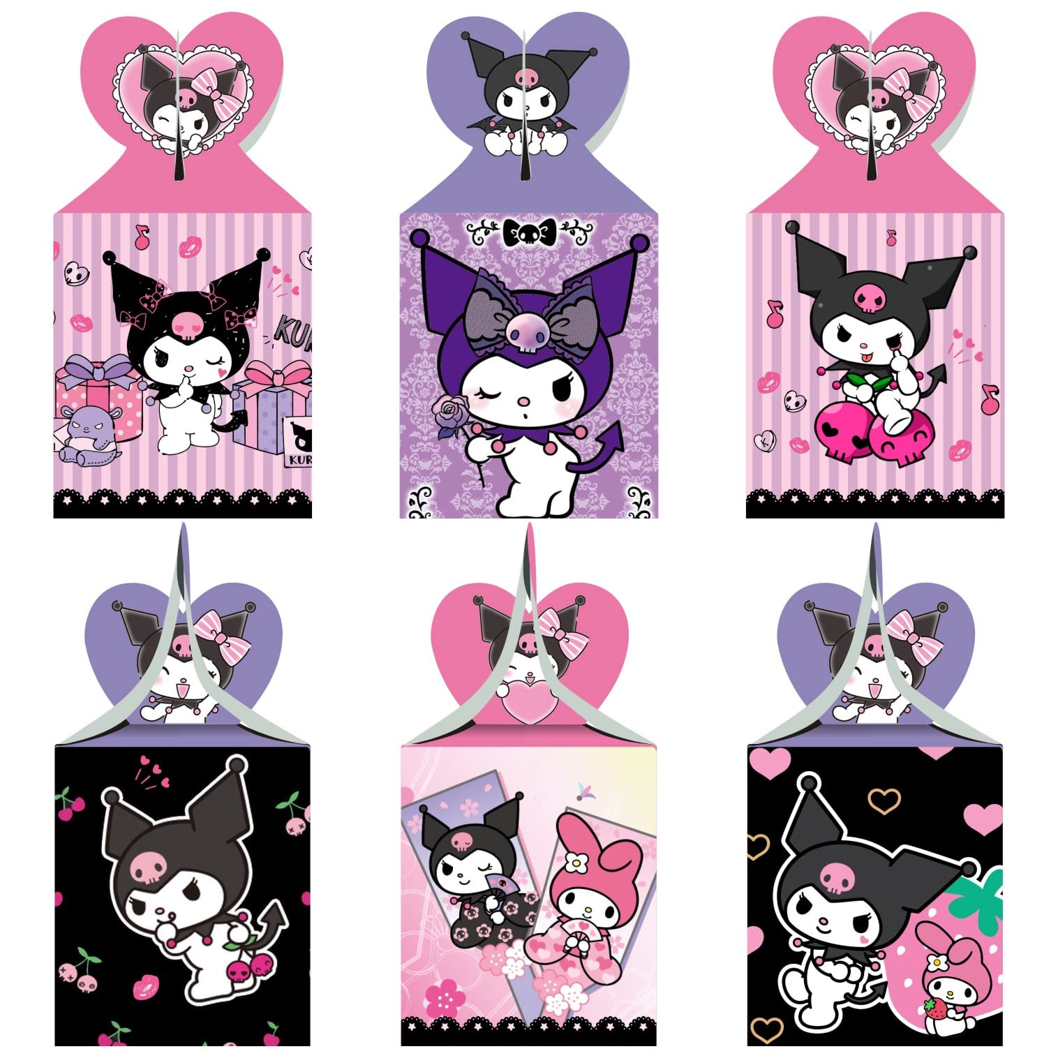 ARHAVI 12pcs Kuromi Party Favor Gift Boxes, My Melody and Kuromi Birthday Party Supplies for Kawaii Party Decorations