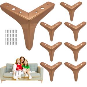 metal furniture legs feet set of 8 – rose gold pink couch sofa legs 4 inch for furniture cabinet bed chair nightstand tv stand , patas metalicas oro rosada para muebles sofas sillas base cama modernos