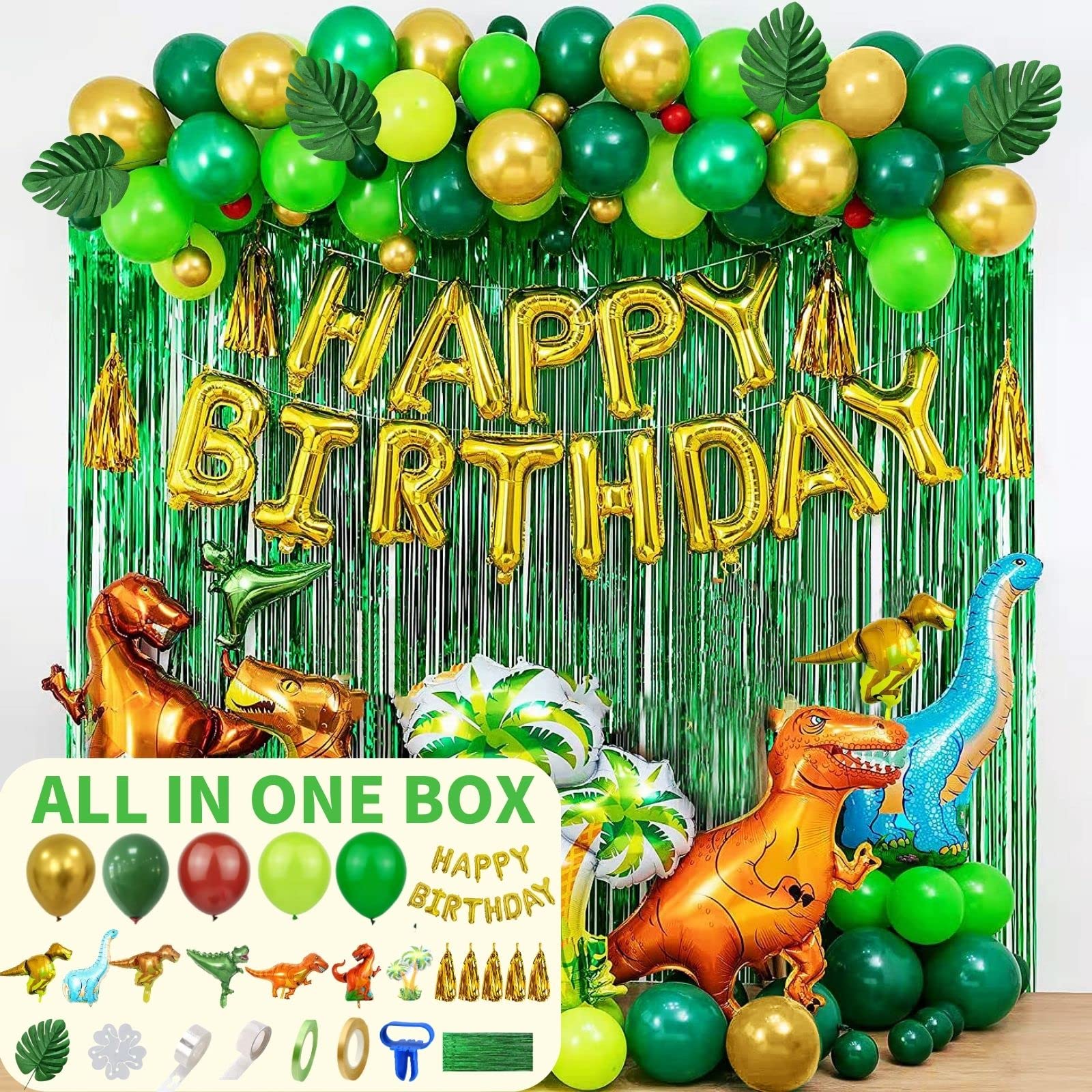 Chanfo Pola Dinosaur Birthday Party Supplies, Dino Balloons for Birthday Party, Dinosaur Birthday Decorations for Kids, Dinosaur Balloon Arch Kit, Dinosaur Themed Decoration with Everything