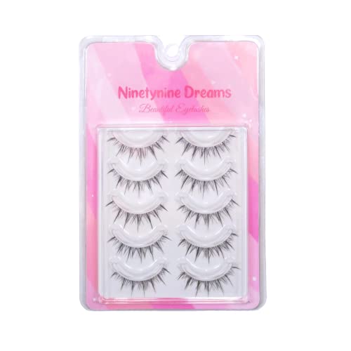 Ninetynine Dreams 5 Pairs Thai Style False Eyelashes 3D Lightweight Natural Comfortable Clear Band Daily Eyelashes Fluffy Soft Eyelashes Packs