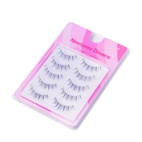 Ninetynine Dreams 5 Pairs Thai Style False Eyelashes 3D Lightweight Natural Comfortable Clear Band Daily Eyelashes Fluffy Soft Eyelashes Packs