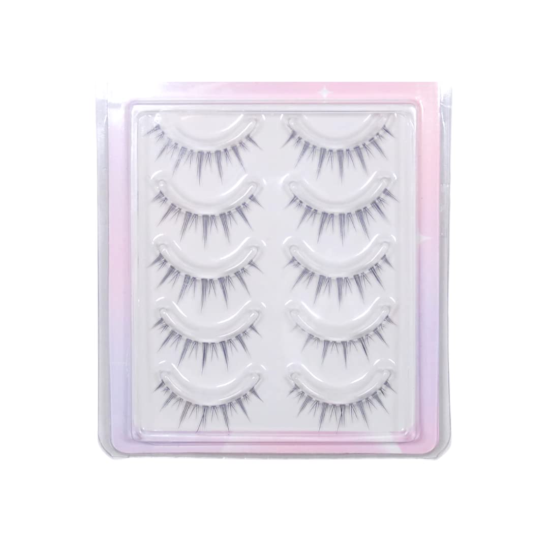 Ninetynine Dreams 5 Pairs Natural Style False Eyelashes 3D Lightweight Natural Comfortable Clear Band Daily Eyelashes Fluffy Soft Eyelashes Packs