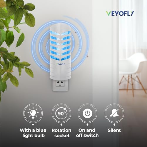 VEYOFLY Indoor Flying Insect Trap - Plug-in Fruit Fly, Gnat and Mosquito Trap With Refills - Odorless Bug Light for Home