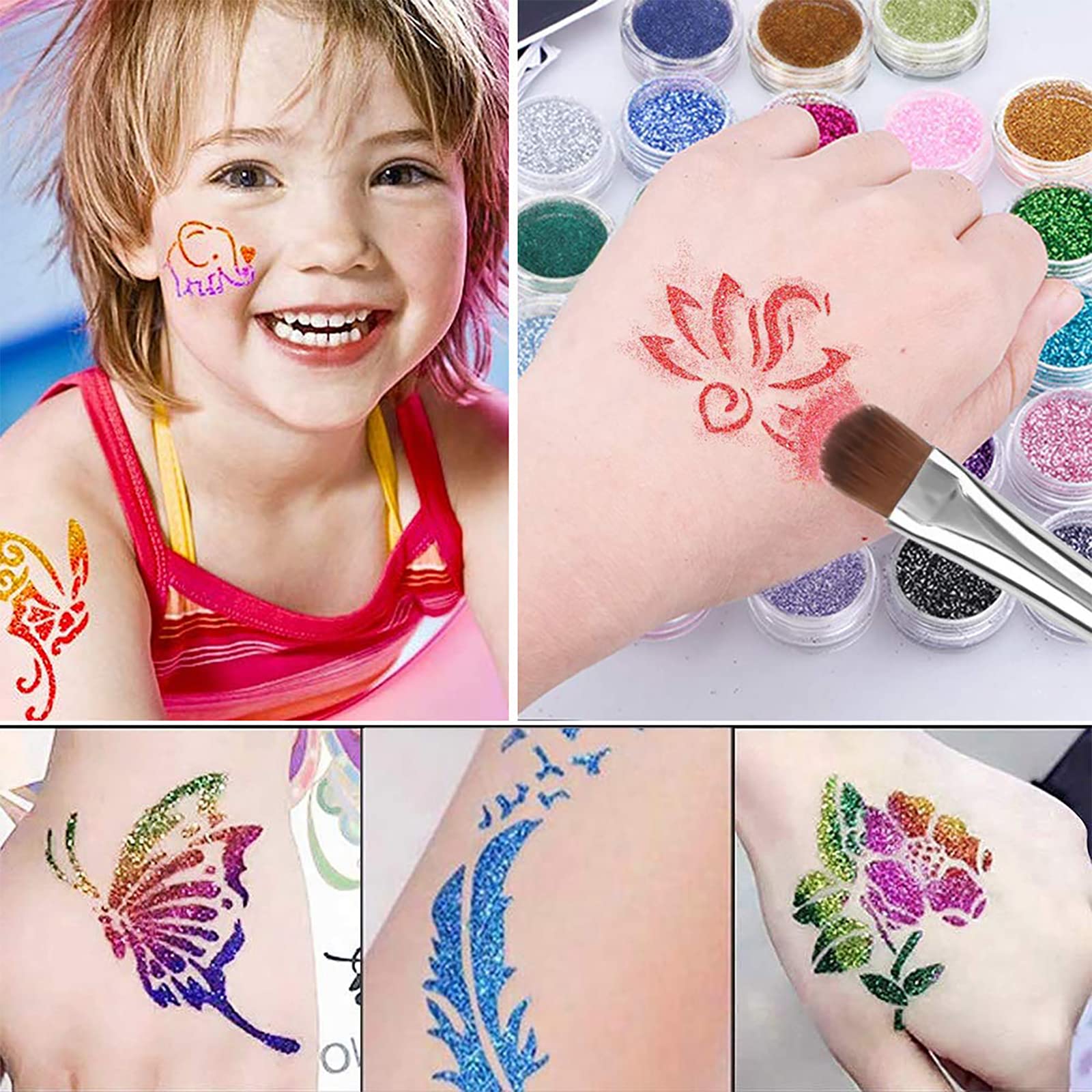 Temporary Tattoo Glue - 8ml Glitter Glue Brush Bottle, Water Soluble Body Painting Glue, Ideal for Halloween, Carnival, Birthday Party, Theme Party, Costume Events & Makeup Artists (3 Pcs)