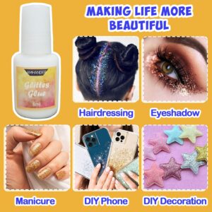 Temporary Tattoo Glue - 8ml Glitter Glue Brush Bottle, Water Soluble Body Painting Glue, Ideal for Halloween, Carnival, Birthday Party, Theme Party, Costume Events & Makeup Artists (3 Pcs)