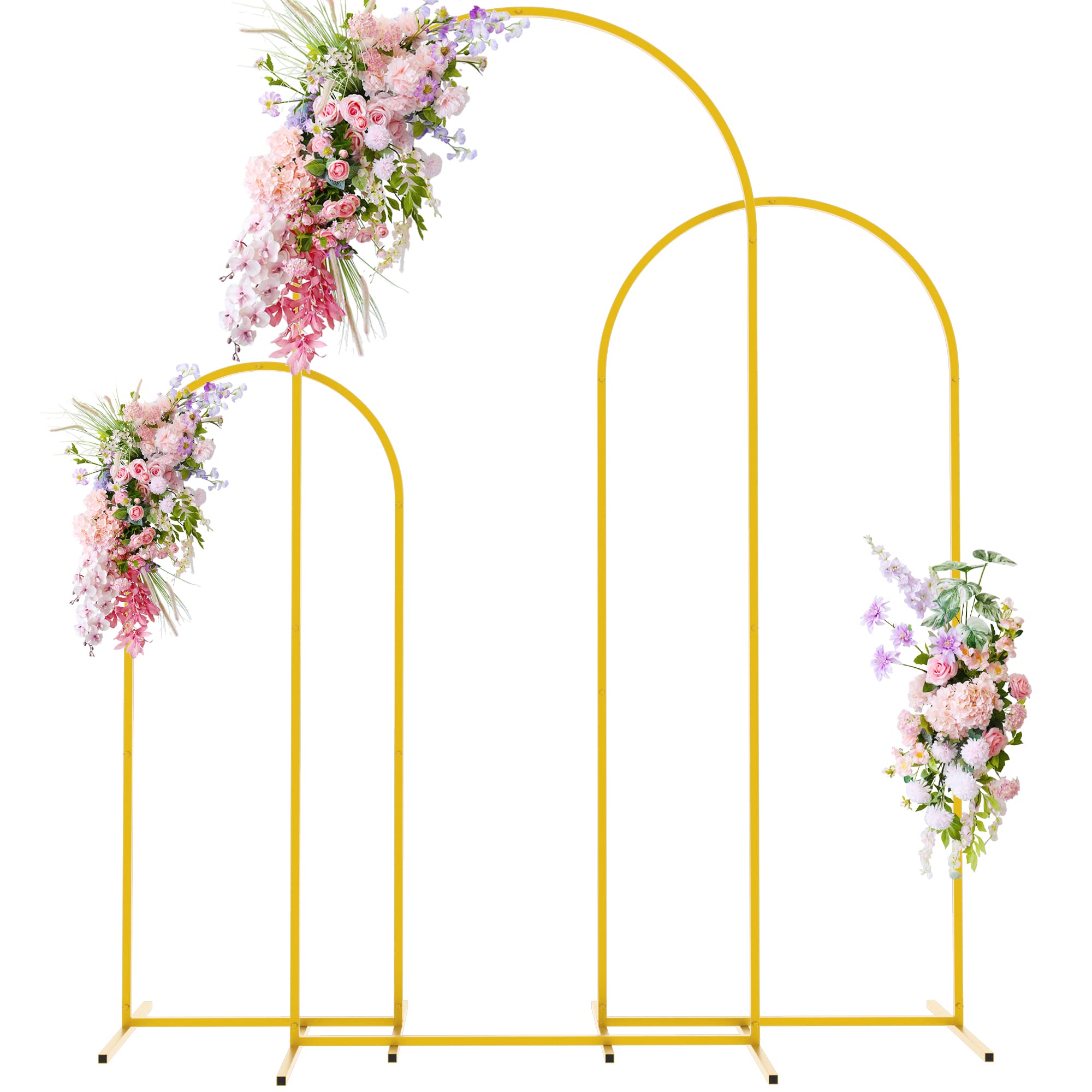 Anmakou Wedding Gold Arch Backdrop Stand 6FT,5FT,4FT Set of 3 Metal Arched Balloon Frame for Wedding Ceremony Birthday Party Baby Shower Anniversary Graduation Decoration