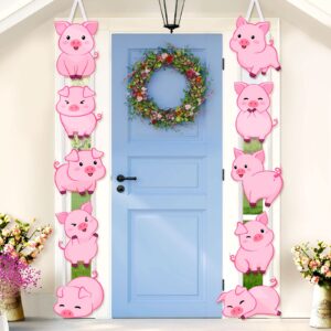 pig print birthday party decorations farm animal themed party door signs farm animal cutouts banner piggy party supplies for kids indoor home outdoor banner porch sign for birthday baby shower