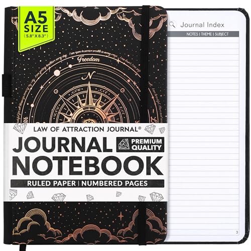 Freedom Mastery Journal Notebook - Daily and Manifest Journal, Daily Journal for Women & Men, Ruled Paper, Numbered Pages, 100gsm Ivory White Paper, Notebook with Pen Holder