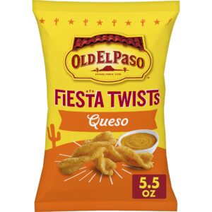 old el paso fiesta twists, queso cheese, crispy corn snacks, 5.5 oz