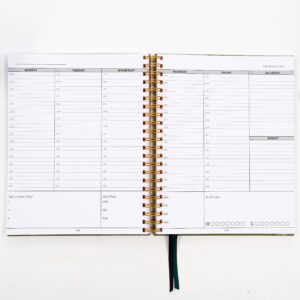 52-Weeks Undated, Time Blocking Planner, Increase Productivity and Improve Time Management, Set Annual & Monthly Goals, Hardcover, Wire Bound, Instructions on How to Time Block (White Matte)