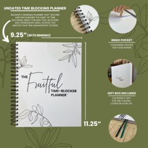 52-Weeks Undated, Time Blocking Planner, Increase Productivity and Improve Time Management, Set Annual & Monthly Goals, Hardcover, Wire Bound, Instructions on How to Time Block (White Matte)