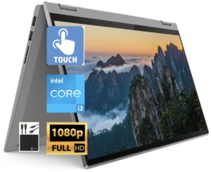 lenovo 2022 newest flex 5i 14" fhd touchscreen 2-in-1 laptop computer, dual core intel i3-1115g4 (upto 4.1ghz, beats i5-1030g7), 4gb ram, 256gb ssd, wifi, webcam, platinum gray, win 11+marxsolcables