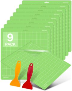 colemoly 12x12 cutting mat 9 pack standard for cricut maker/maker 3/explore 3/air 2/air/one cut cards 2 pack scraper green grip sticky cricket replacement accessories pad for supplies,quilting