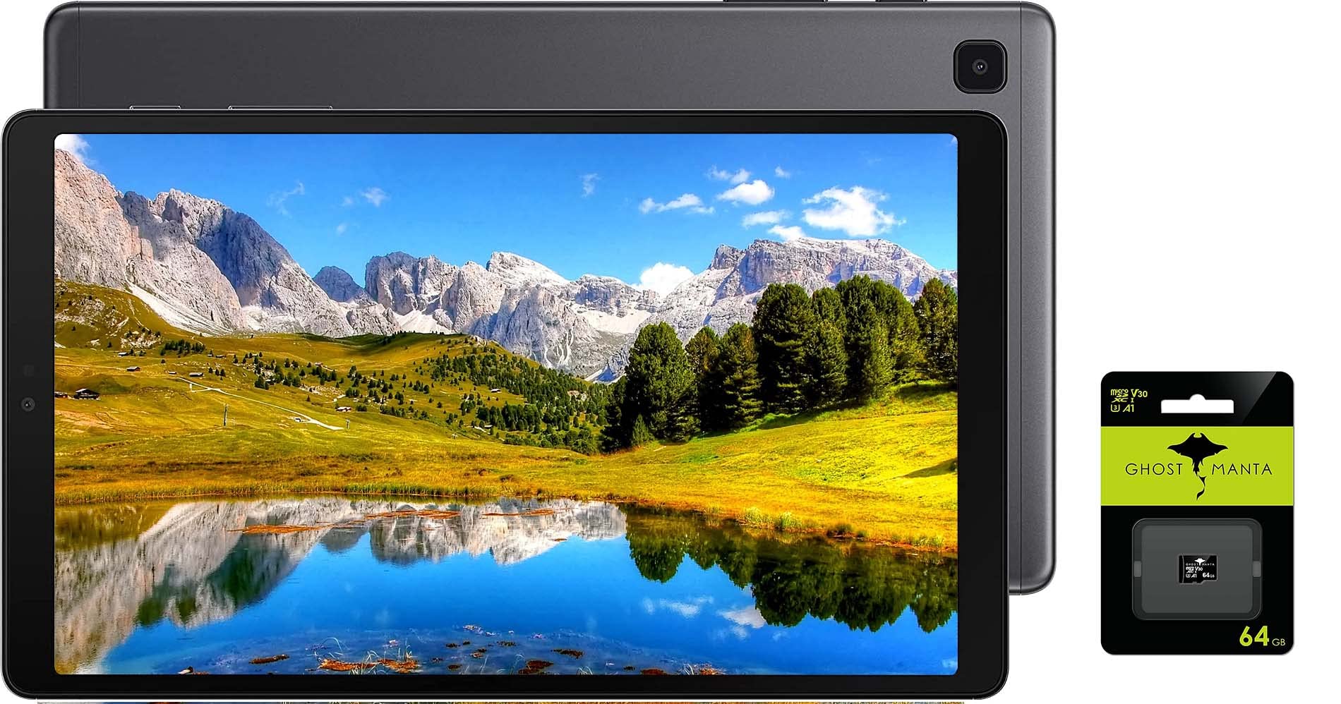 Ghost Manta SAMSUNGGalaxy Tab A7 Lite 8.7" 32GB WiFi Android Touchscreen Tablet w/Long Lasting Battery, Compact, Slim Design, Sturdy Metal Frame, Bluetooth, WiFi, US Verson Gray w/ 64GB Micro SD Card