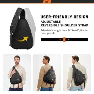 SKYSPER Sling Laptop Bag (Up to 13 Inch) - 18L Crossbody Sling Backpack Travel Shoulder Bag Hiking Daypack for Men Women(Black)