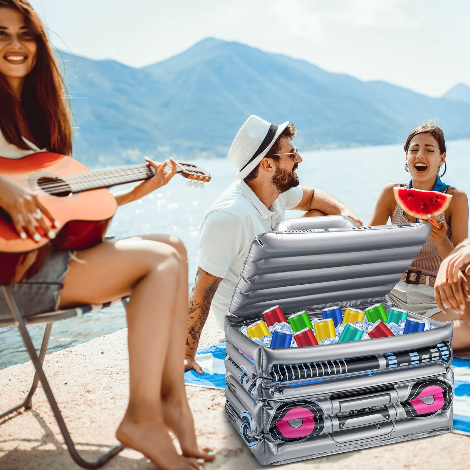 Inflatable Boom Box Beverage Cooler 80s Party Decorations Radio Blow up Birthday Drink Cooler for 90s Theme Retro Party Hip Hop Costume Accessory Party Supplies (1 Piece)