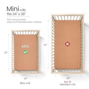 Lulumoon Muslin Mini Crib Sheets - Pack n Play Sheets Fitted for Baby - 24"x 38" Brown