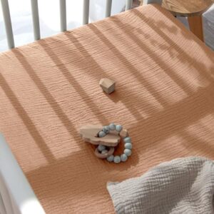 Lulumoon Muslin Mini Crib Sheets - Pack n Play Sheets Fitted for Baby - 24"x 38" Brown