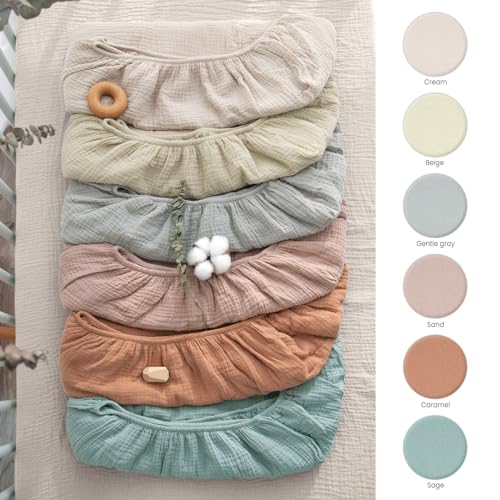 Lulumoon Muslin Mini Crib Sheets - Pack n Play Sheets Fitted for Baby - 24"x 38" Brown