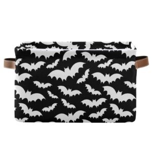 kigai black white bats storage bins - fabric storage baskets with handles large collapsible decorative storage organizer for closets,shelves,laundry,nursery (1 pack, 14x10x8 inches)