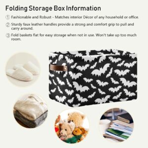 Kigai Black White Bats Storage Bins - Fabric Storage Baskets with Handles Large Collapsible Decorative Storage Organizer for Closets,Shelves,Laundry,Nursery (1 Pack, 14x10x8 Inches)