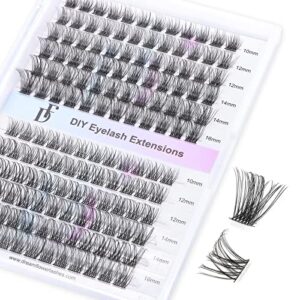 df cluster lashes 144 pcs d curl individual lash clusters 10-16mm mixed diy extensions soft volume self-application at home - rose 2