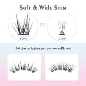 DF Cluster Lashes 144 Pcs D Curl Individual Lash Clusters 10-16mm Mixed DIY Extensions Soft Volume Self-application at Home - Rose 2