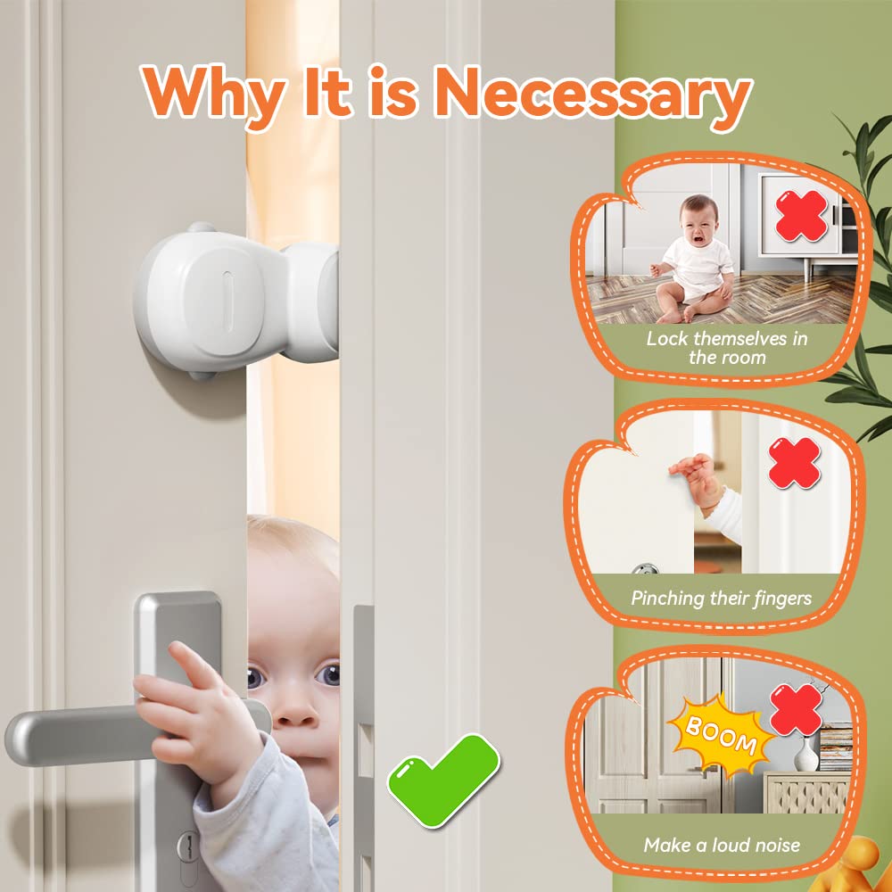 SAFELON 4 PCS Baby Safety Automatic Door Stopper, Automatic Door Finger Guards for Kids, Automatic Anti-Pinch Door Stopper, No Drilling& Tools, Easy to Install and Use