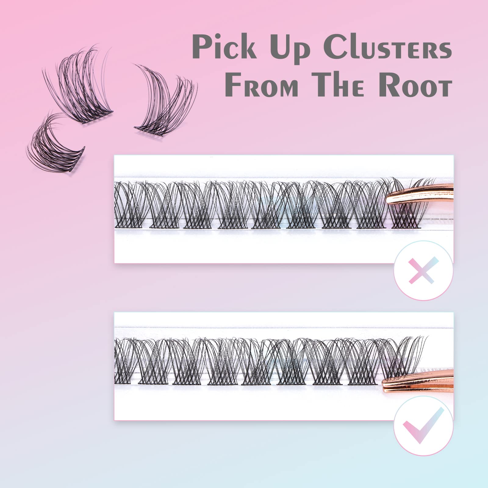 Brown Lash Clusters 222 Pcs D Curl Individual Cluster Lashes 10-16mm Mixed DIY Lash Extensions Soft Volume Brown Eyelash Clusters Self-application DIY Lashes at Home - Rose 6