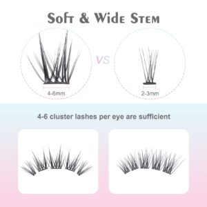 Brown Lash Clusters 222 Pcs D Curl Individual Cluster Lashes 10-16mm Mixed DIY Lash Extensions Soft Volume Brown Eyelash Clusters Self-application DIY Lashes at Home - Rose 6