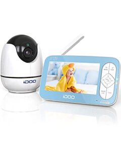 idoo baby monitor, baby monitor with camera and audio 720p, baby monitor no wifi with night vision, 5" hd display, remote pan-tilt-zoom, 900 ft long range, two-way talk, room temperature, lullabies