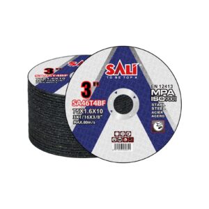 sali 25 pack cut off wheels 3 inch general purpose metal cutting wheel for 3 in angle grinders and die grinders- cutting disc aggressive cutting 3" x 1/16" x 3/8" operating up to 25000 rpm and 80 m/s