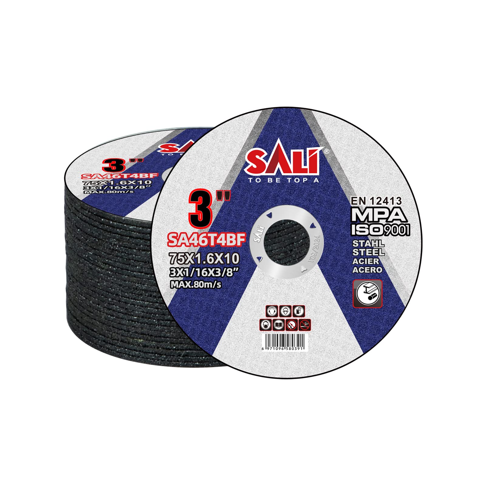 SALI 25 Pack Cut Off Wheels 3 Inch General Purpose Metal Cutting Wheel for 3 in Angle Grinders and Die Grinders- Cutting Disc Aggressive Cutting 3" x 1/16" x 3/8" Operating Up to 25000 RPM and 80 M/S