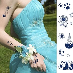 ANIUVOT Small Semi Permanent Tattoos Flower & Space for Women Teen Girls 10 Sheets, Plant-Based Ink, Realistic Temporary Tattoos Sun Moon Stars, Dandelion, Clover, Long Lasting for 1~2 Weeks