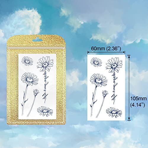 ANIUVOT Small Semi Permanent Tattoos Flower & Space for Women Teen Girls 10 Sheets, Plant-Based Ink, Realistic Temporary Tattoos Sun Moon Stars, Dandelion, Clover, Long Lasting for 1~2 Weeks
