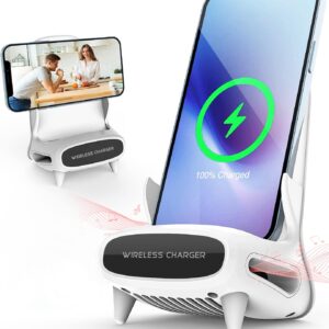 Gifts for Men,Birthday Gifts for Women,15W Fast Qi Wireless Charger Stand with Amplifying Sound Design, Unique Gifts for Him Her Dad Husband Boyfriend(No AC Adapter)