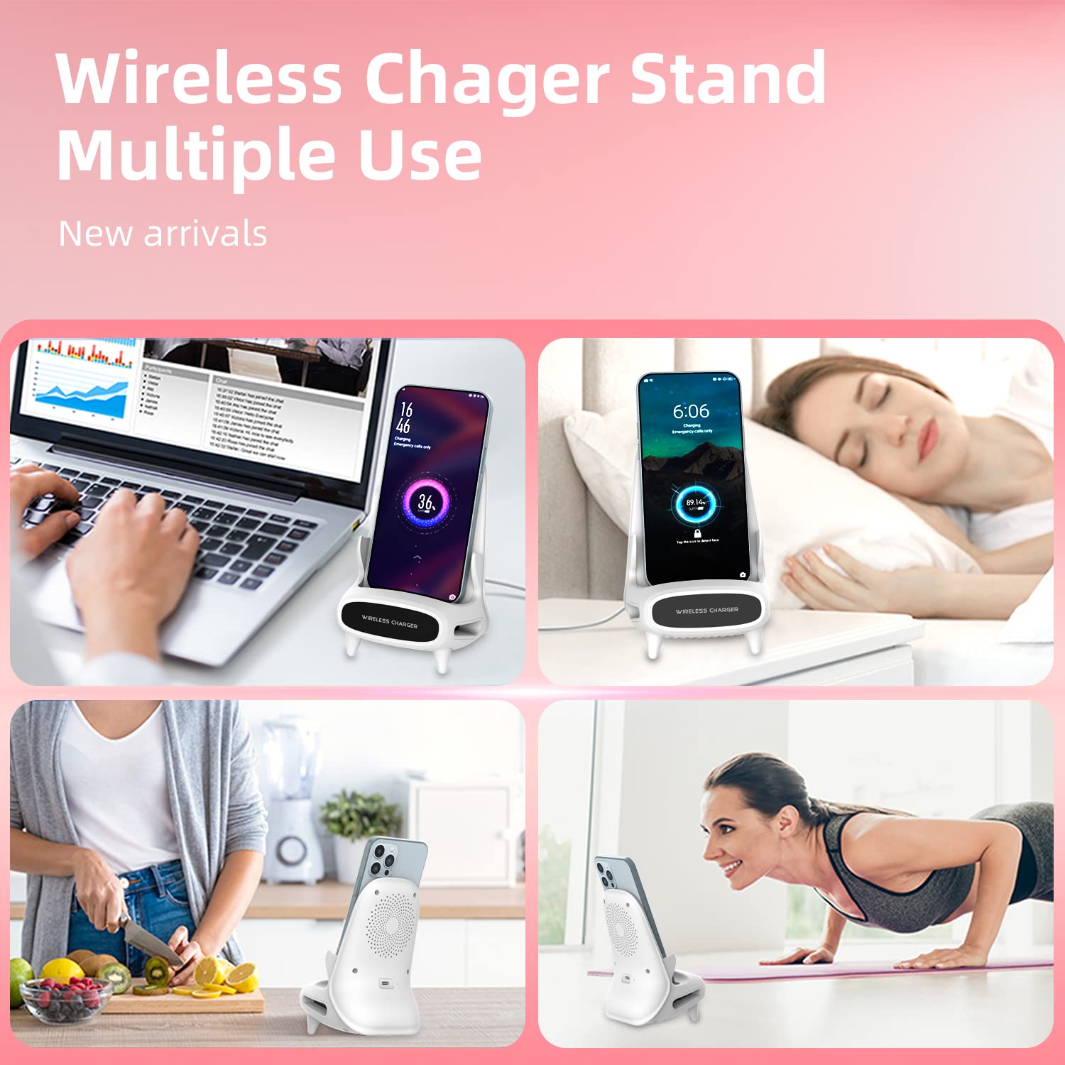 Gifts for Men,Birthday Gifts for Women,15W Fast Qi Wireless Charger Stand with Amplifying Sound Design, Unique Gifts for Him Her Dad Husband Boyfriend(No AC Adapter)