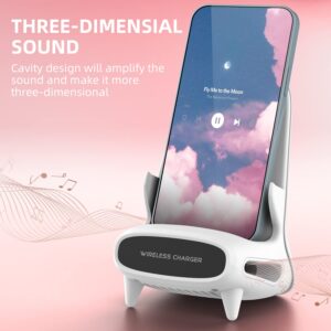 Gifts for Men,Birthday Gifts for Women,15W Fast Qi Wireless Charger Stand with Amplifying Sound Design, Unique Gifts for Him Her Dad Husband Boyfriend(No AC Adapter)