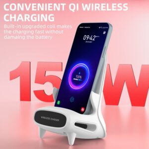 Gifts for Men,Birthday Gifts for Women,15W Fast Qi Wireless Charger Stand with Amplifying Sound Design, Unique Gifts for Him Her Dad Husband Boyfriend(No AC Adapter)