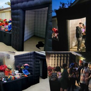 Inflatable Photo Booth, 8.2 x 8.2ft Portable 16 Colors LED Dimmable Shooting Photobooth Tent Enclosure Kit with 2 Doors and Inner Air Blower, Remote Controller, Carry Bag