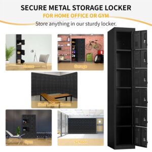 Bonusall Employees Lockers,Metal Office Storage Locker with 6 Door, Tall Steel Lockers with Keys and Lock for School, Gym, Home, Garage,Black